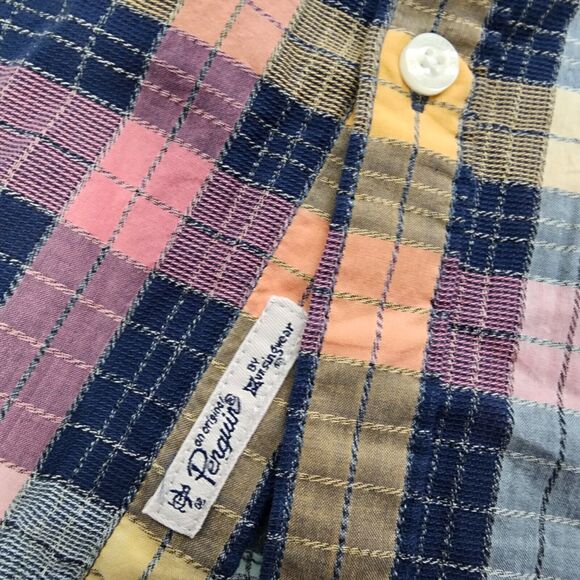 Original Penguin Men Shirt Size Large Plaid Button Up Short Sleeve Pocket Cotton - Picture 8 of 12